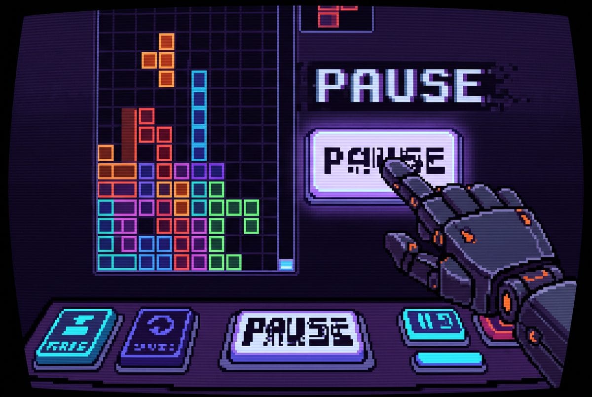 Un robot qui met le jeu en pause indéfiniment pour ne pas perdre